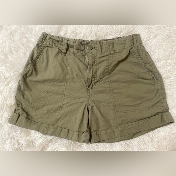Sanctuary Pants - Sanctuary Anthropologie Womens M Mid Rise Poplin Roll Tab Utility Shorts Green